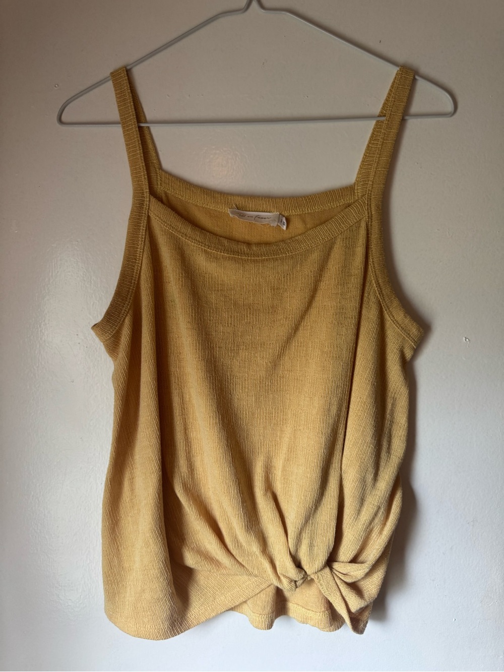 All in Favor Mustard Front-Knot Tank Top